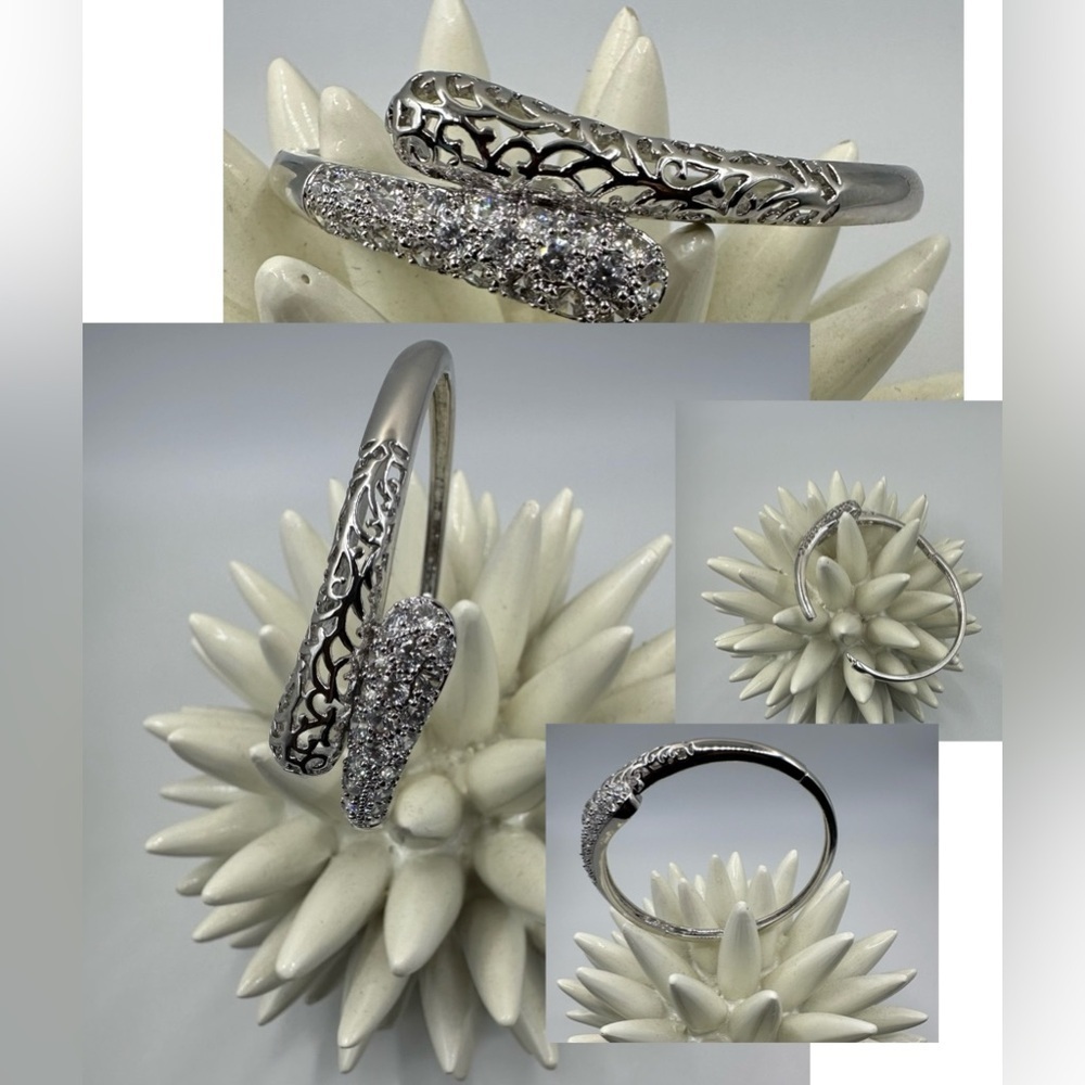 Silver Crystals Bangle